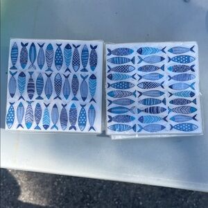 Blue Fish Pattern Disposable Napkins by Mainstreet Collection(25 per pk) 8 packs